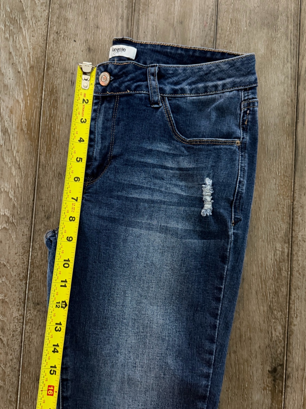 Kensie Dark Blue Cropped Jeans with Floral Embroidery - Picture 11 of 11